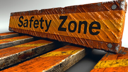 Construction Safety Zone Signage Construction Site Visual Content Industrial Environment Close-Up View Safety Awareness