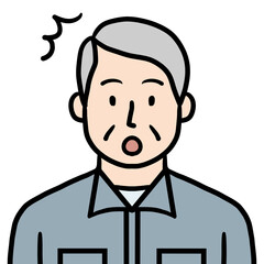 Obraz premium 作業着姿のシニア男性（驚く）