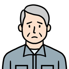 作業着姿のシニア男性（困る）
