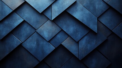 Abstract blue lines and angles on a dark backdrop. Geometric design for banner template with white space in the center for text. Modern minimalist wallpaper with copy space.