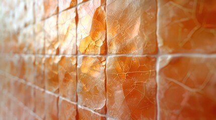 Fototapeta premium A close-up of orange-hued salt tiles with a textured surface.