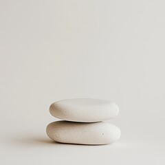 Two white rocks are stacked on top of each other