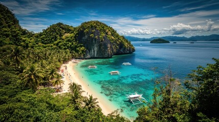 Fototapeta premium Hidden Tropical Paradise: Secluded Beach Cove in El Nido, Palawan, Philippines