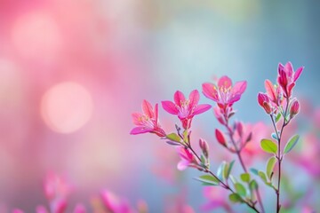 Delicate Pink Flowers Bloom Softly Pastel Background