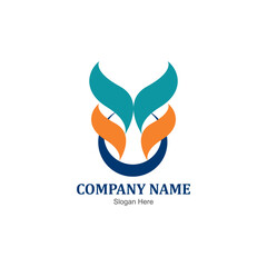 Blue orange teal shapes form a company name design suitable for branding, marketing materials, business presentations, and digital promotions.