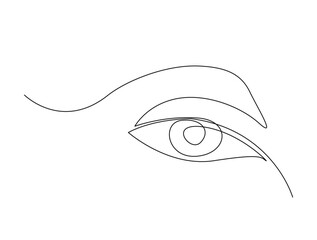 Continuous one line drawing of abstract human eye. Beautirful eye in single line draw illustration. Editable stroke.