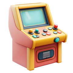 Vintage Style Mini Arcade Game Console Isolated on Transparent Background for Retro Gaming Theme and Projects