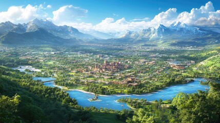 A scenic overlook of a sprawling urban area with distant mountains.