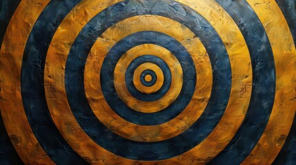 A circular target design featuring concentric rings in orange and black.