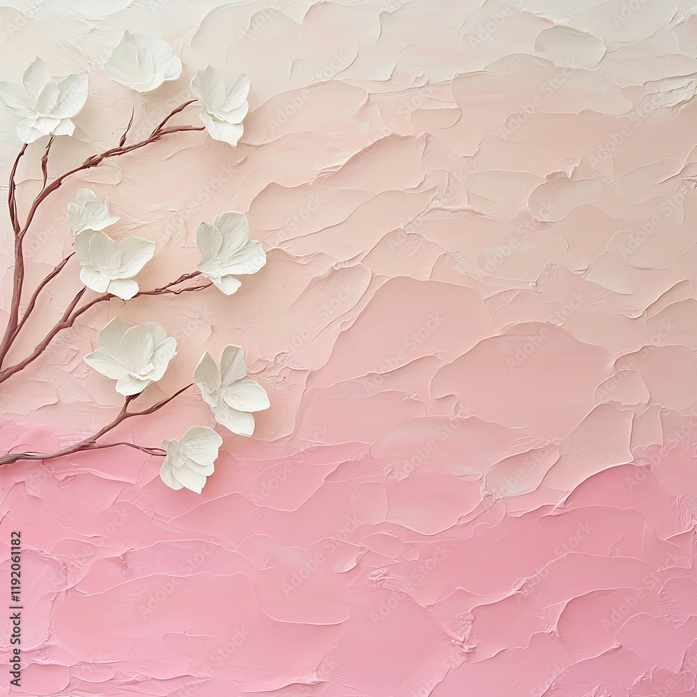 Poster delicate pastel gradient backdrop with a subtle textured overlay creating a serene and minimalist co
