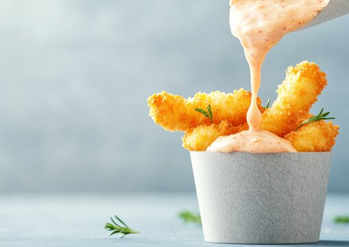 Chic Culinary Celebration Golden Fried Fish with Tartar Sauce for National Tartar Sauce Day - Summer Event Styling and Gourmet Dining Experience