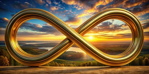 Fototapeta premium Golden infinity: High-resolution aerial shot, abstract design element conveying luxury and eternity.