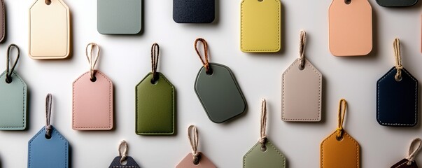 Collection of Product Tag design,  blank price tags, and labels for sale in a retail or gift shop setting