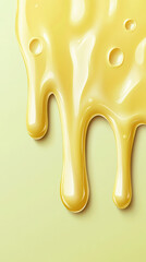 Dripping yellow cheese sauce on a light background.