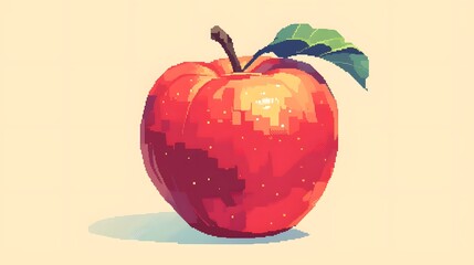 Pixel art of a juicy apple, perfect for retro-style designs with bright, vibrant colors.