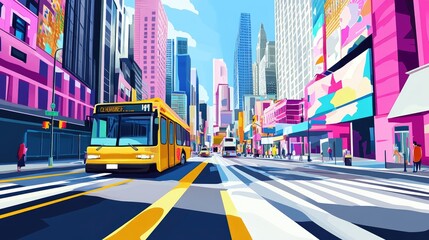 Obraz premium A vibrant cityscape with colorful street art and contemporary design.