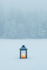 Winter Serenity with Glowing Lantern Ramadan, Christmas, Hanukkah Celebrations
