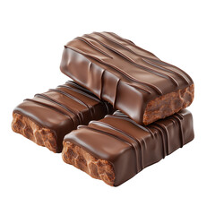 Three Delicious Chocolate Bars Isolated on Transparent Background Perfect for Food and Dessert Concepts