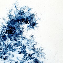 Abstract Blue White Marble Texture  Swirling Paint Background Design