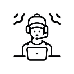 Black line icon for assistance