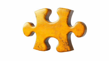 Obraz premium Golden puzzle piece, isolated, white background, solution