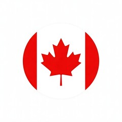 Circular Canada Flag Icon in Flat Design with Clean Lines