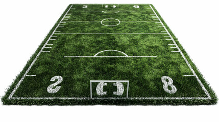 Obraz premium Football Field, Aerial View, Game, Grass, White Lines