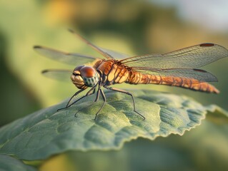 Dragonfly on Leaf,