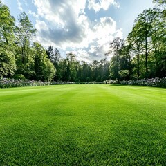 Lush Green Lawn  Spring Park  Idyllic Landscape  Nature Photography