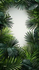 Digital white palm leaf border plant abstract graphic poster background