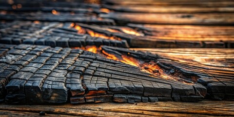Obraz premium Rustic, dark wood background. Burnt timber's weathered texture, grunge photography.