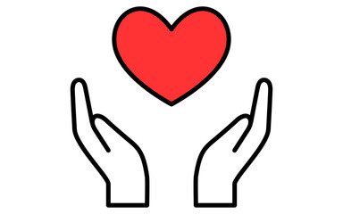 Heart wrapped in both hands, Simple and cute Valentine's Day icon