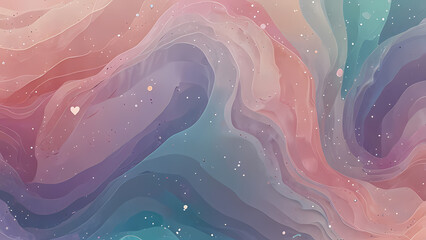 Fototapeta premium an abstract illustration background with a lovely and romantic theme, featuring soft pastel colors like pink, lavender, and baby blue, blended seamlessly into dreamy waves