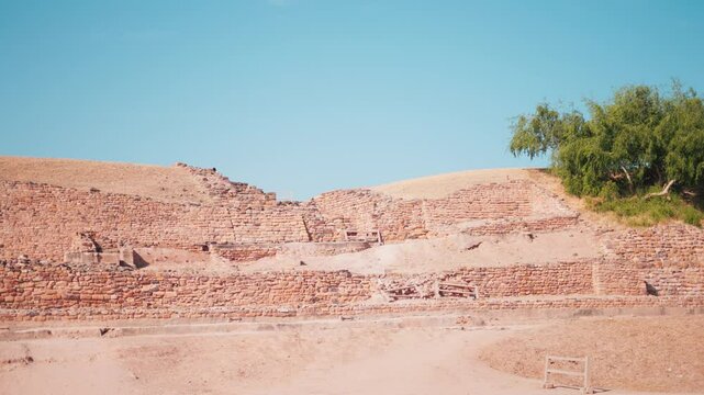Rocky outcrops surrounding ancient ruins of Indus valley civilization in Dholavira, Kutch, India. The ancient city of Dholavira UNESCO World Heritage Centre. Archaeological site Harappan Civilization 