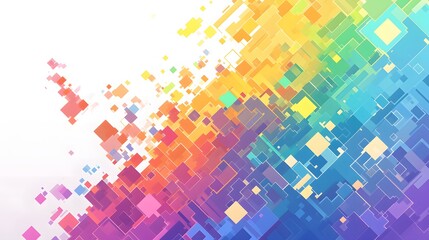 Rainbow-colored pixel art design, isolated on white or transparent background, evoking modern aesthetics.