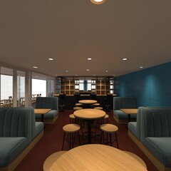 3d render Interior container cafe coffee