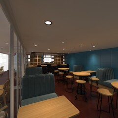 3d render Interior container cafe coffee