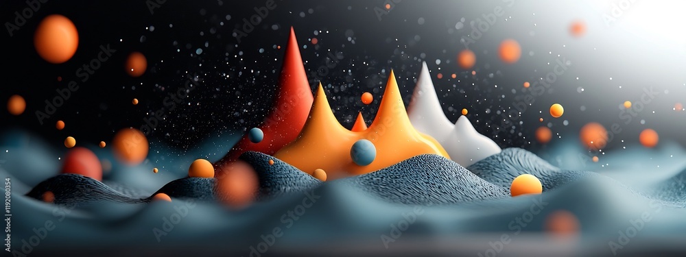 Poster dispersion of wave packet separating into different frequencies abstract 3d rendered futuristic scie