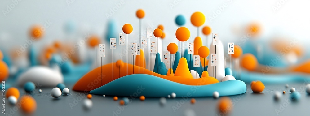 Poster a dynamic 3d rendered visualization showcasing the frequency distribution of voting preferences in a