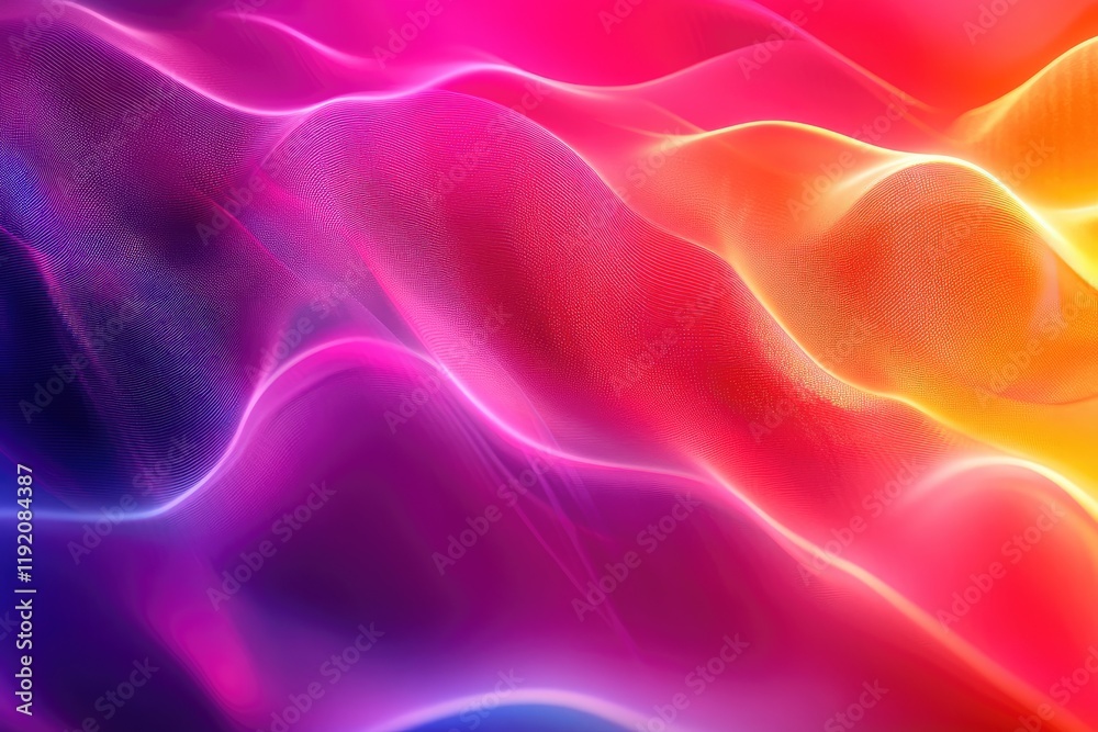 Fototapete Abstract image of vibrant, colorful waves and particles.  The image features a dynamic interplay of light and color, creating a sense of energy and movement.