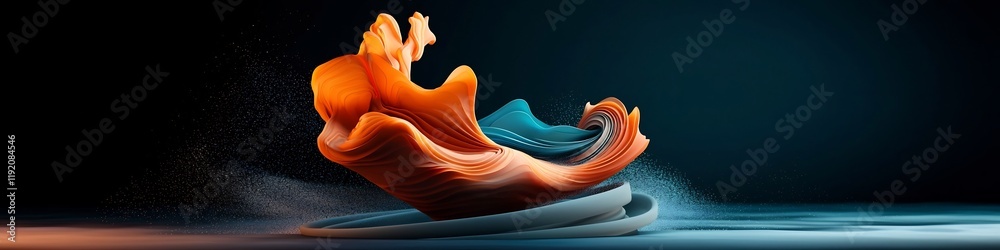 Poster vibrant and dynamic 3d showcasing the animation of a wave packet undergoing diffraction with the ene