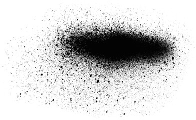 Abstract black spray paint blot with bold center and misty edges