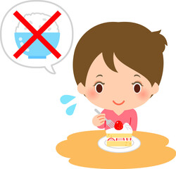 ご飯を抜いてケーキを食べる女性