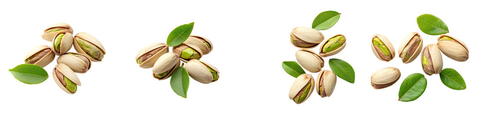 Fototapeta premium Pistachios isolated on white background. Collection Png.