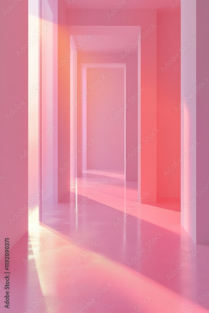 Aufkleber Surreal Pastel Hallway with Minimalist Gradients and Soft Light