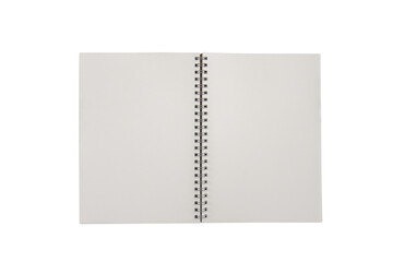Open spiral notebook isolated with clipping path for mockup. Blank spiral notebook isolated on...