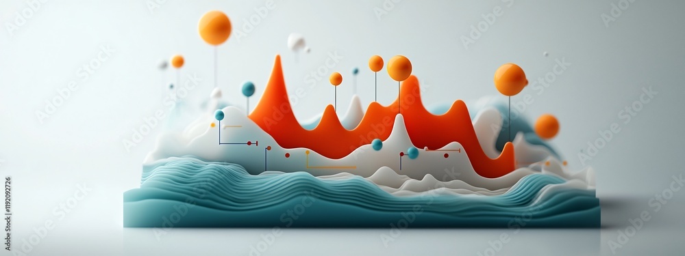 Poster 3d rendered diagram illustrating the frequency response of a biological system to environmental chan