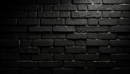 Dark, Textured Black Brick Wall Background