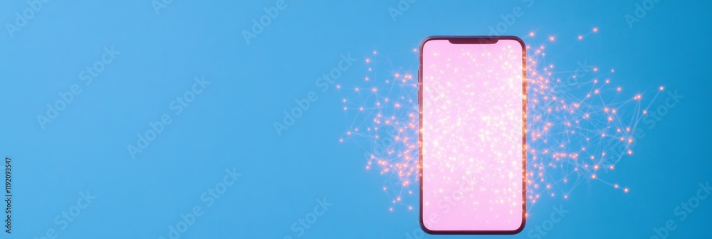 Aufkleber Modern Tech Smartphone with Interactive Glowing Display and Digital Interface