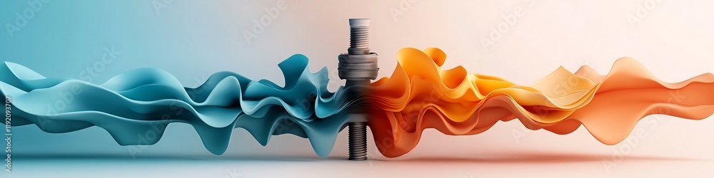 Poster vibrant depicting the frequency response of a mechanical structure to external forces showcasing the